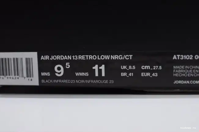 Rep Black AT3102-006 Infrared 13 Low Clot x Jordan Air 0520